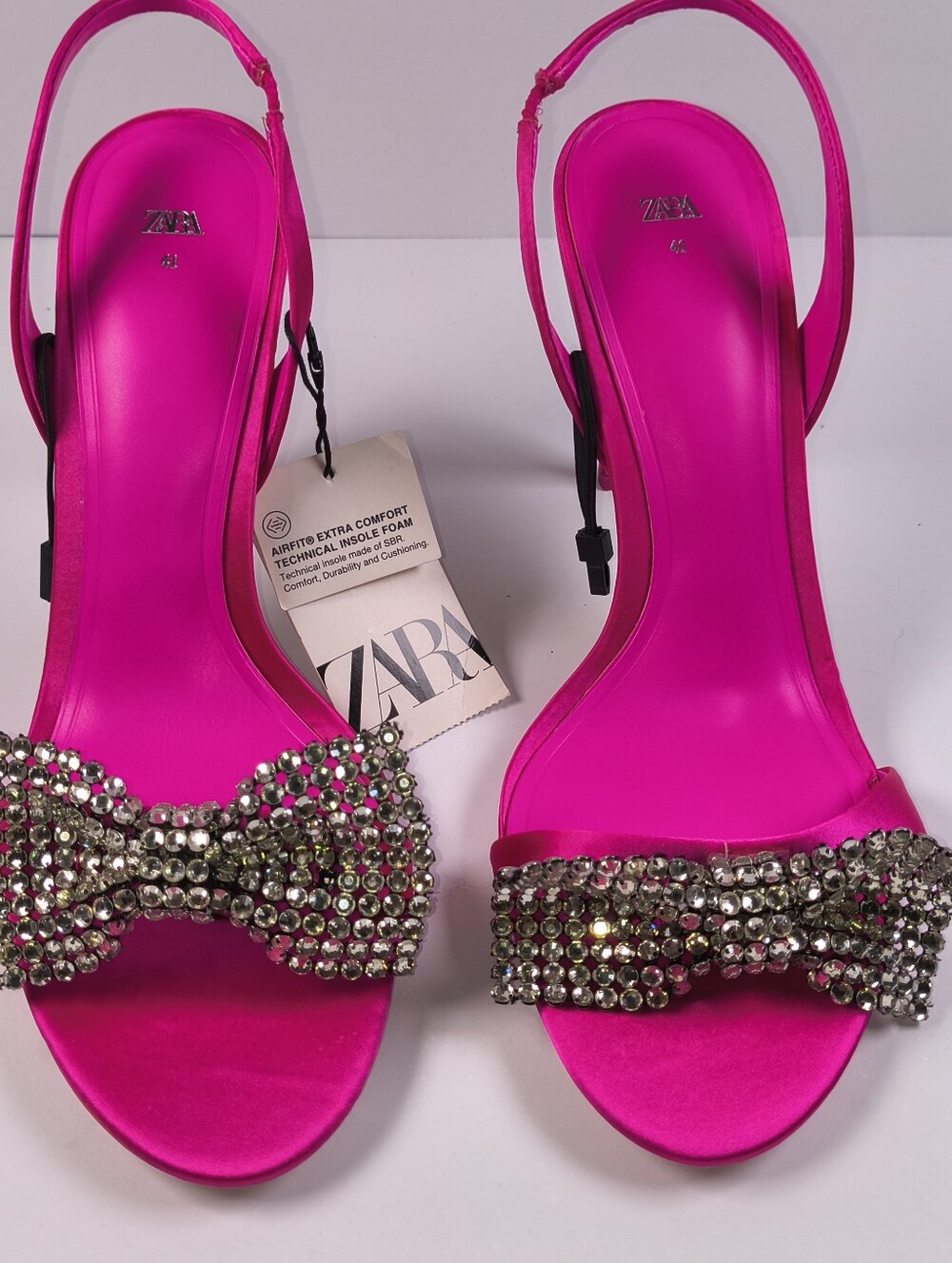 Zara Fuchsia Embellished Bow High Heel Sandals